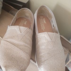 Rose glitter Toms, Sz 6